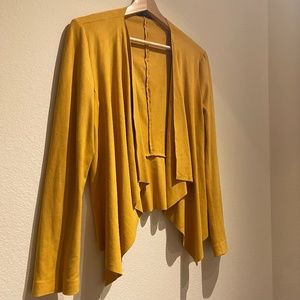 Zara suede mustard waterfall cardigan size small